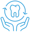 Illustration of hands holding a tooth.